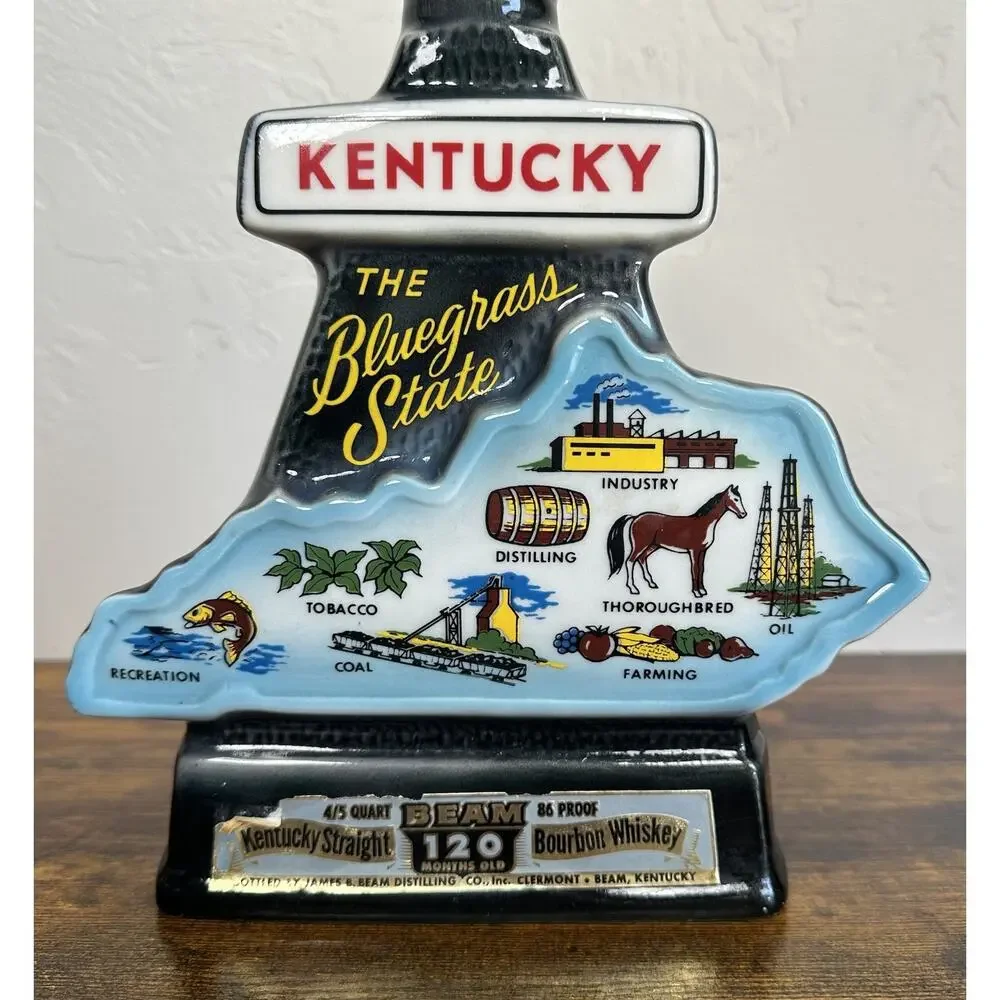 Jim Beam 1967 Kentucky Straight Bourbon Whiskey Bottle Kentucky State Empty